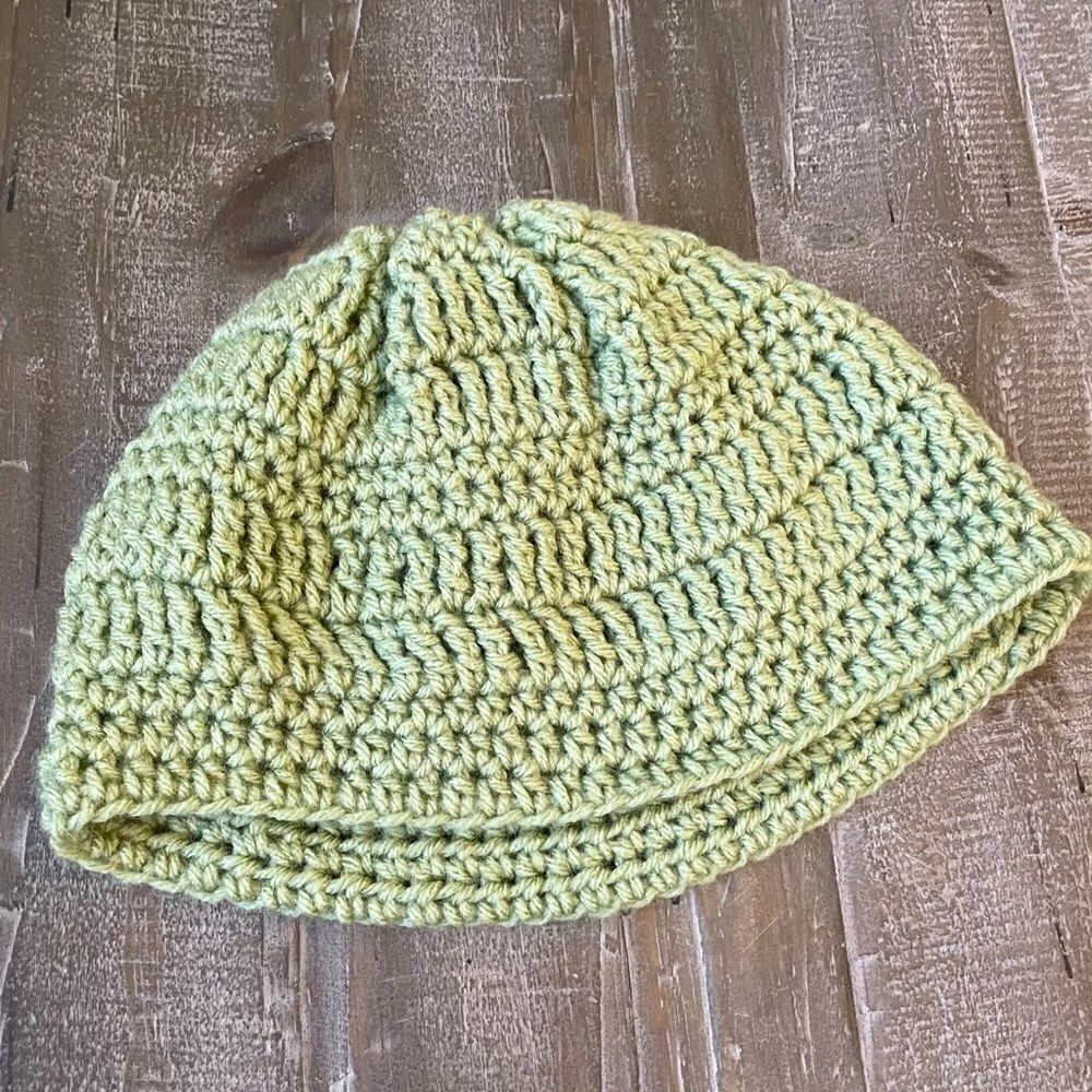 Green Olive Knit Crochet Winter Beanie Hat